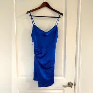 Zara Blue Satin Cowl Neck Dress (Never Worn)